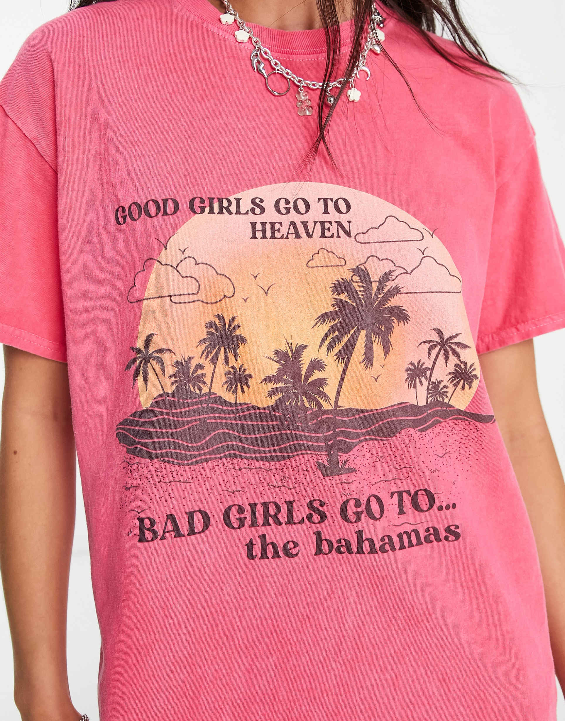 Vintage Supply oversized bahamas print t-shirt in washed pink view 4