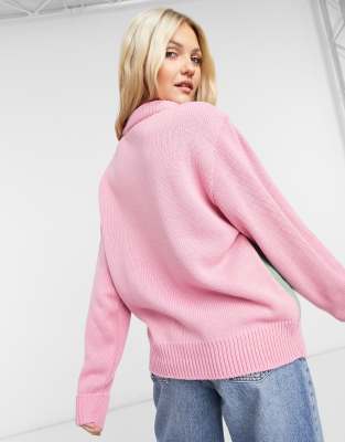 Vintage supply oversized knitted jumper with mountain scene Clearance