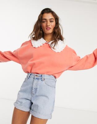 Collar oversized sweatshirt Clearance