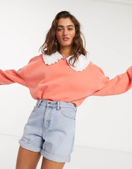 Vintage Supply oversized sweatshirt with frill collar