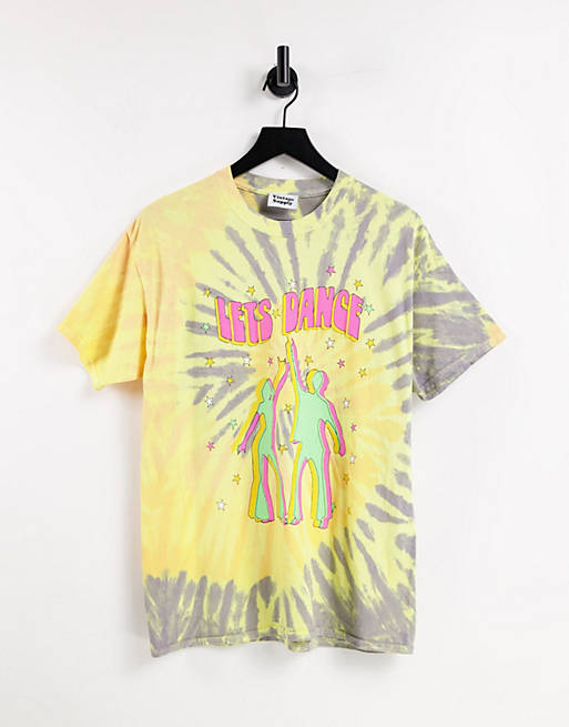 Vintage Supply oversized t-shirt in tie-dye with dance print