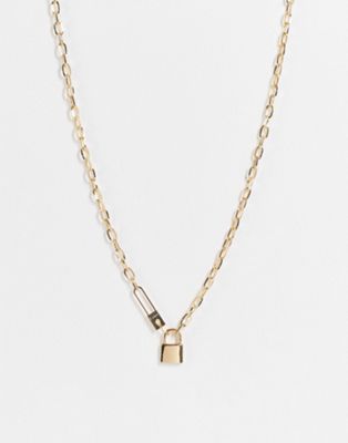 Vintage Supply padlock necklace in gold tone