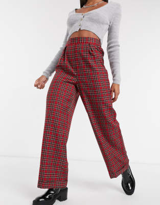 red tartan jeans