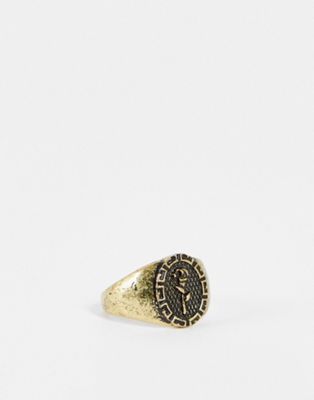 Vintage Supply rose sovereign ring in gold tone