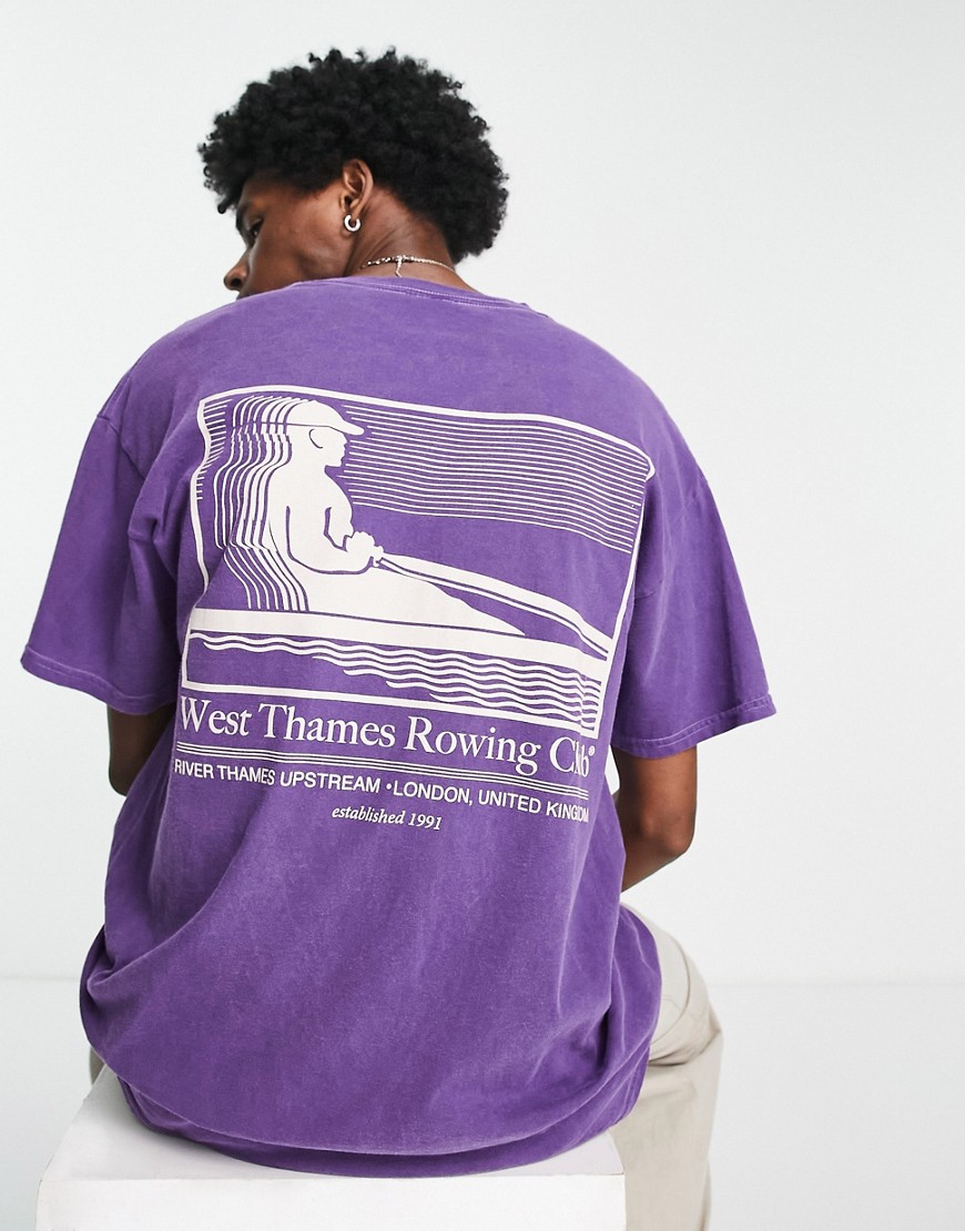 Vintage Supply rowing club t-shirt in purple