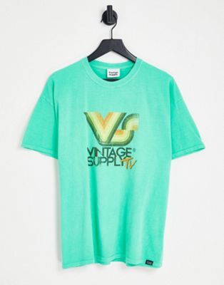 Vintage Supply safari TV backprint t-shirt in green