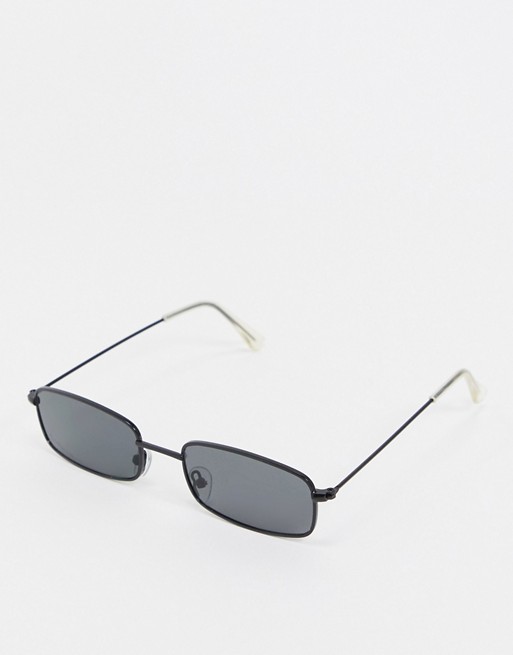 Vintage Supply slim black frame Sunglasses in black