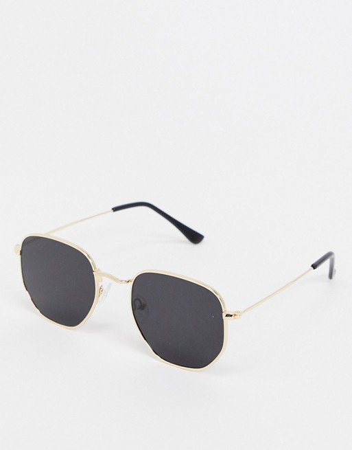 Vintage Supply slim gold frame Sunglasses in black