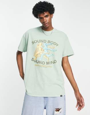 Vintage Supply sound body sound mind t-shirt in green - ASOS Price Checker