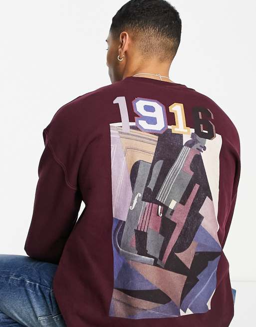 Vintage Supply - Sweatshirt met Juan Gris-kunstprint en patches in paars