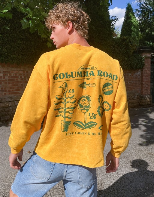 Vintage Supply sweatshirt with Columbia Road print in orange