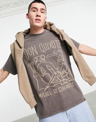 T-shirts et débardeurs Vintage Supply - T-shirt à imprimé Don Quichotte - Marron foncé