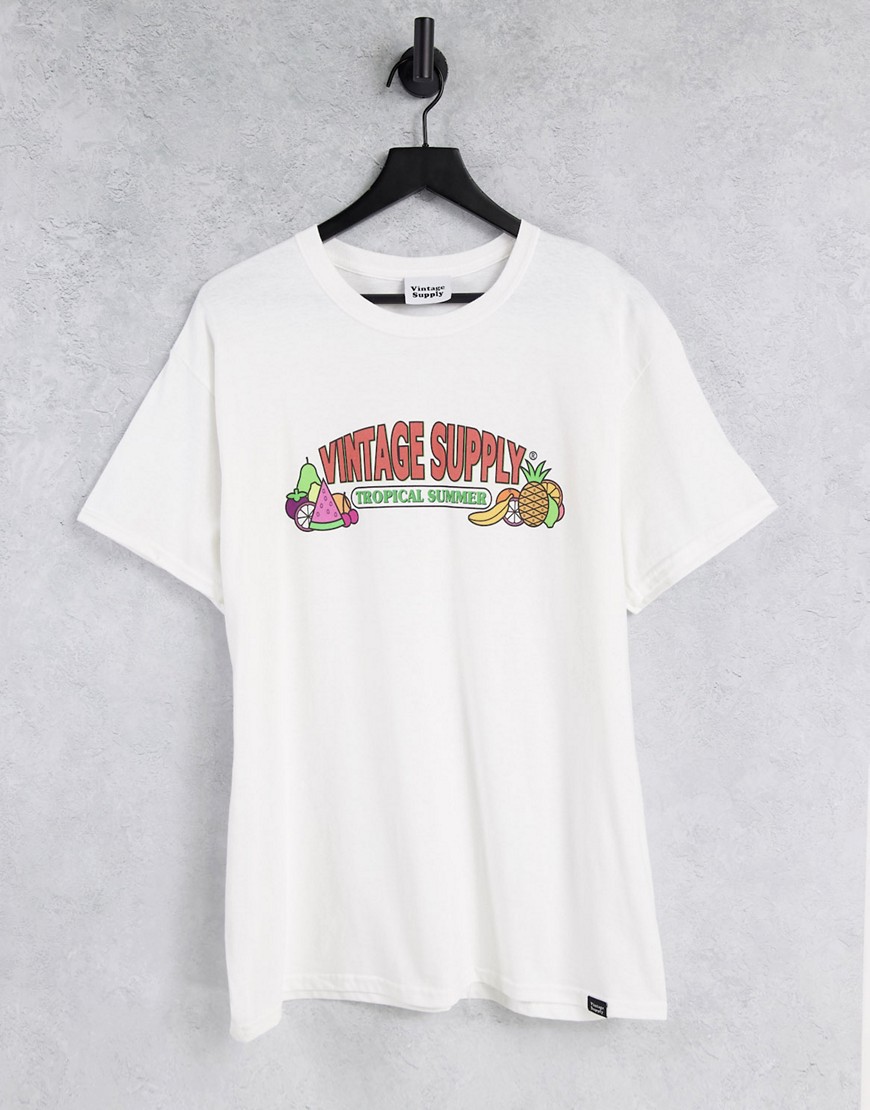 Vintage Supply - T-shirt à imprimé Tropical Summer - Blanc