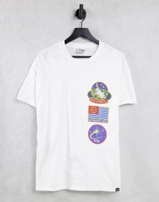 Homme Vintage Supply - T-shirt avec écussons à imprimé espace - Blanc