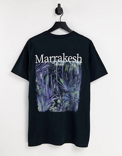 Vintage Supply t-shirt in black with Marrakesh back print