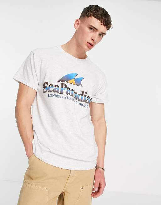 Vintage Supply T Shirt in Grau mit Sea Paradise Print am Rucken ASOS