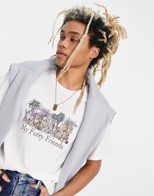 Vintage Supply t-shirt in white with cartoon placement print - ASOS Price Checker