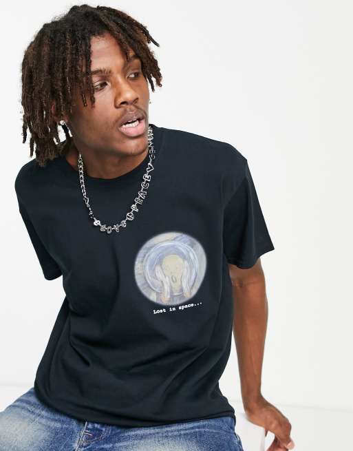 Vintage Supply - T-shirt met 'Lost in Space'-print op de achterkant in zwart