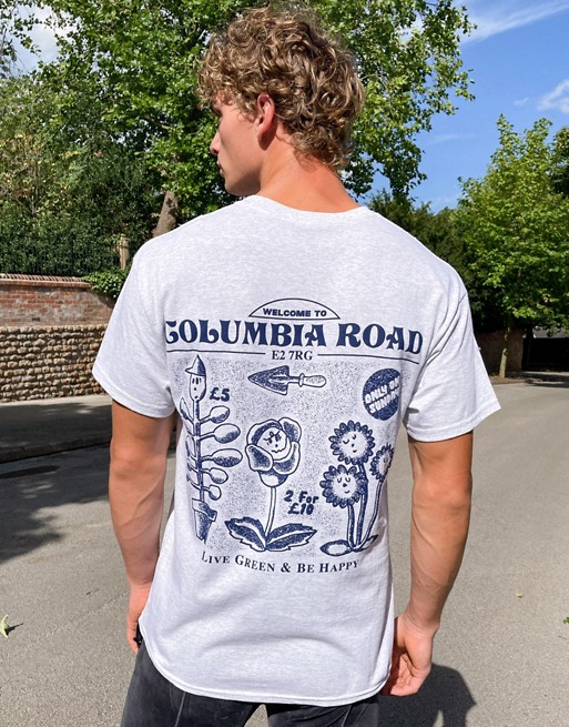 Vintage Supply t-shirt with Columbia Road print in grey marl