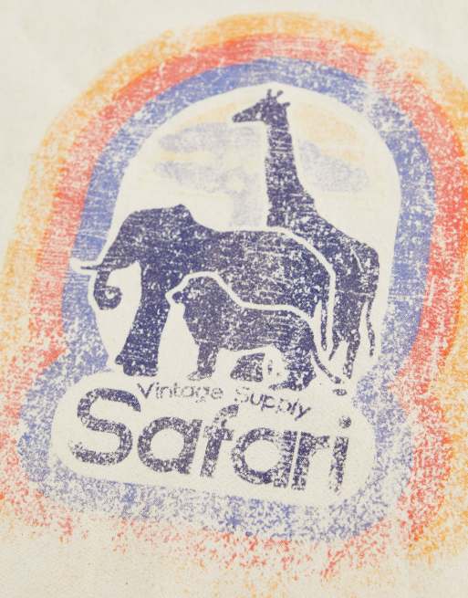 Vintage Supply – Tragetasche in Creme mit Safari-Print, 2 von 4