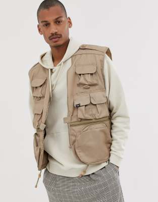 Vintage Supply utility vest in stone | ASOS