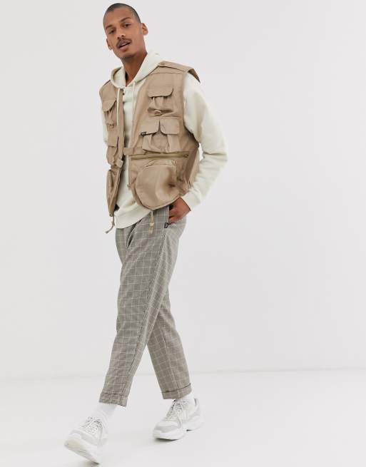 Vintage Supply utility vest in stone ASOS