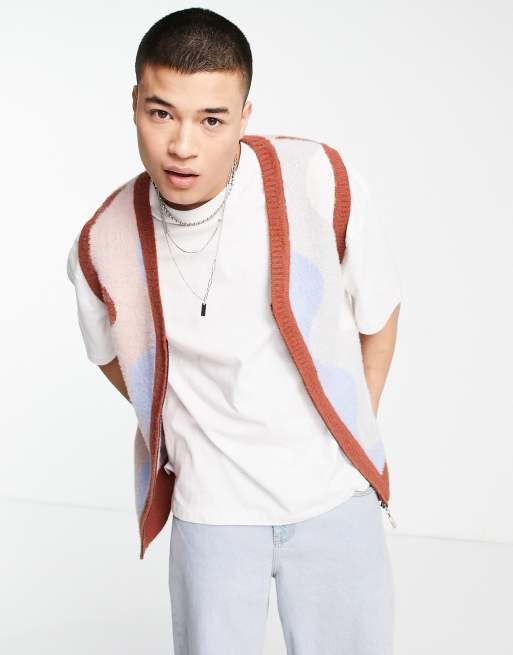 Vintage Supply - Vest met krullend, vervaagd patroon in multi
