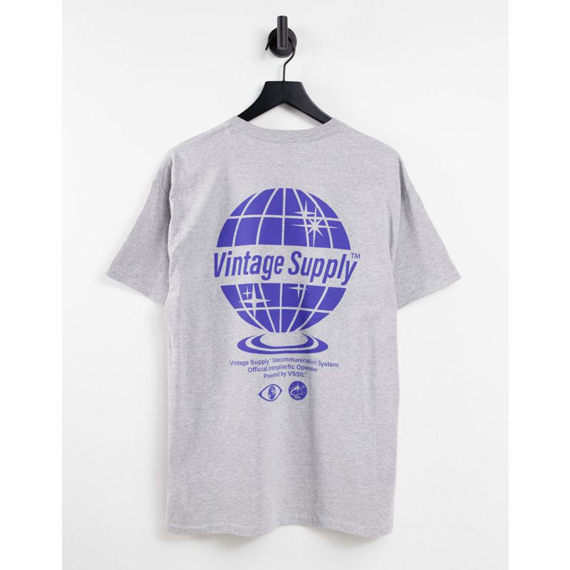 Novità ZgTiy Vintage Supply - VS World - T-shirt grigia con stampa sulla schiena