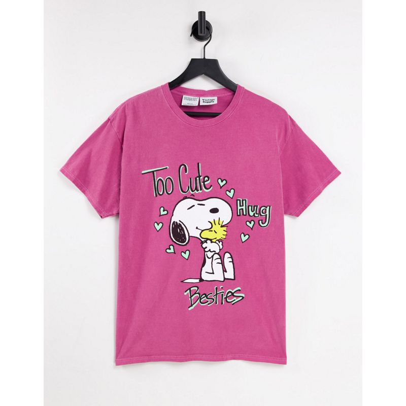 Top T-shirt e Canotte Vintage Supply x Peanuts - Too Cute - T-shirt oversize rosa