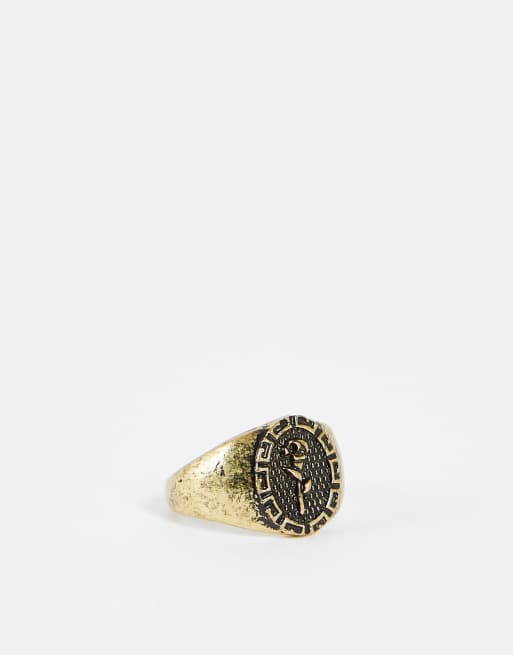 Vintage Supply - Zegelring met roos in goudkleur