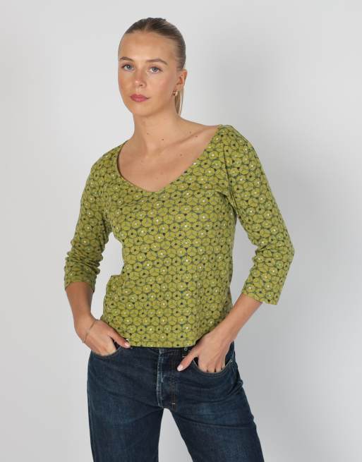 Vintage Surkana S long sleeve top in light green