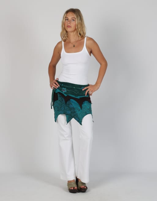 Vintage Suwa S woven mini skirt in dark green