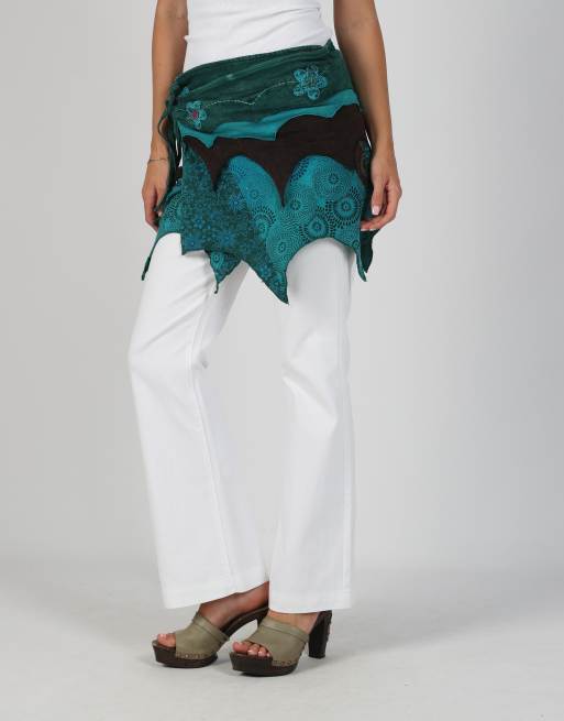 Vintage Suwa S woven mini skirt in dark green, 2 of 4