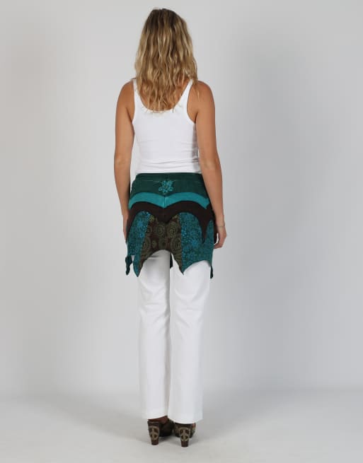 Vintage Suwa S woven mini skirt in dark green, 3 of 4