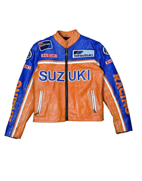 Vintage Suzuki Leather Racing Jacket size m in orange - view 1