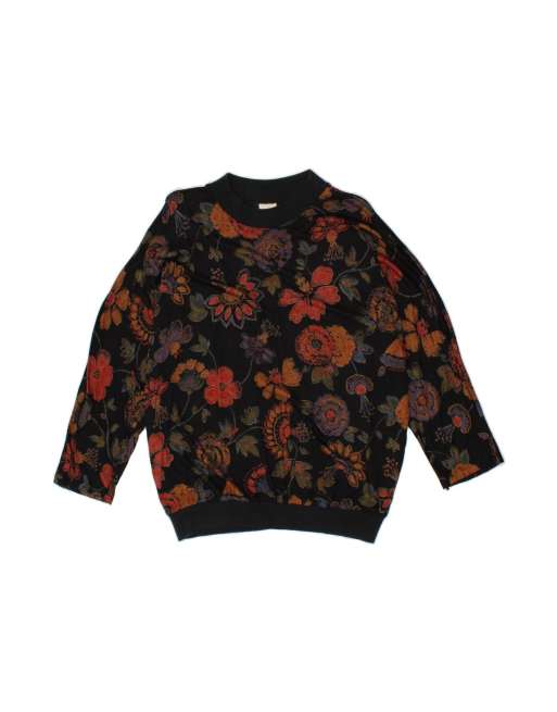 Vintage Sweatshirt Jumper EU 44 XL In Black Floral