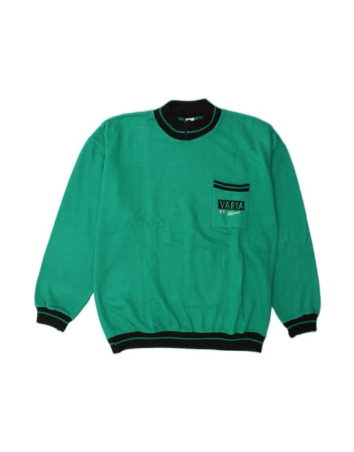 Vintage Sweatshirt Jumper XL In Green Colourblock
