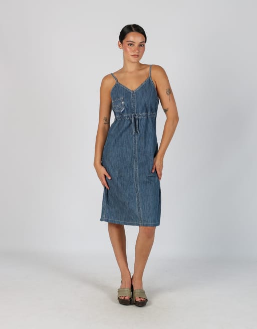 Vintage Sweep M denim midi dress in blue