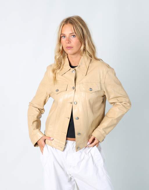 Vintage Sweep M leather jacket in beige