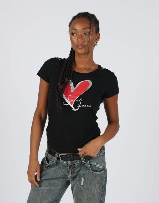 Vintage Sweet Years S baby tee in black, 3 of 4