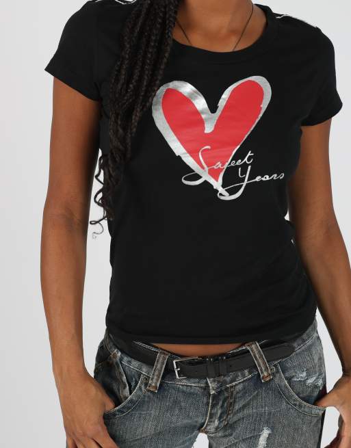 Vintage Sweet Years S baby tee in black, 4 of 4