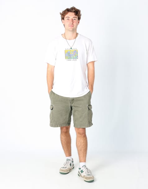 Vintage Swiss 34x20 canvas cargo shorts in khaki green - view 1