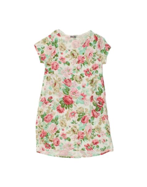 Vintage T-shirt Dress UK 12 Medium In Multicoloured Floral - view 1