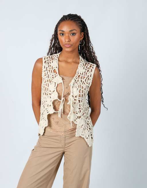 Vintage Tacchi a Spilo M woven top in beige