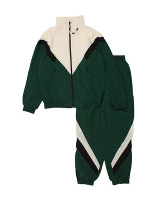 Vintage Tactel Size M Colourblock Graphic Full Tracksuit in Green