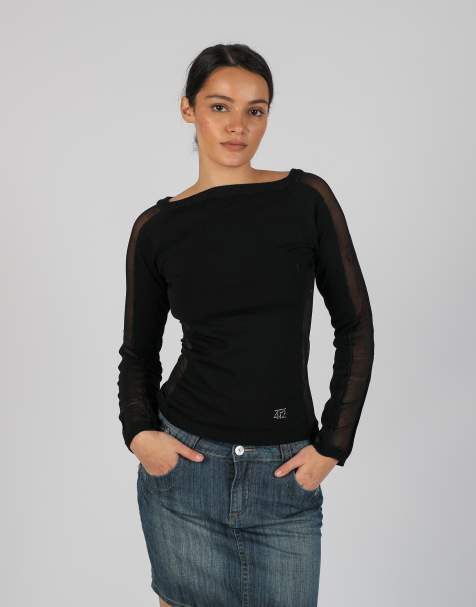 Vintage Taglia42 S long sleeve top in black - view 1