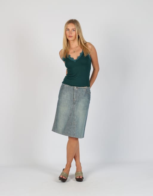 Vintage Take.Two S denim midi skirt in light blue
