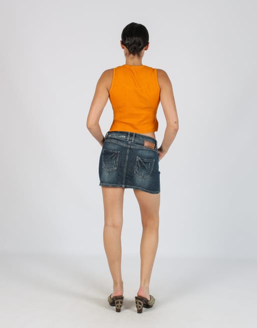 Vintage Tally Weijl 8 denim mini skirt in blue, 3 of 4