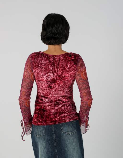 Vintage Tally Weijl M long sleeve top in pink, 2 of 4