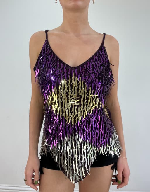 Vintage tassel cami in purple
